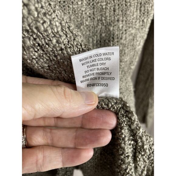 SAGA Sweater Gray Soft Popcorn Flutter Sleeve Raw Hem Lagenlook Boho Relaxed Fit - Picture 9 of 9